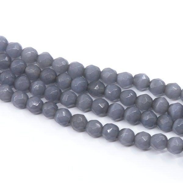 Silver Gray Faceted Agate Beads...6mm...Natural Stone Beads...Agate Beads...