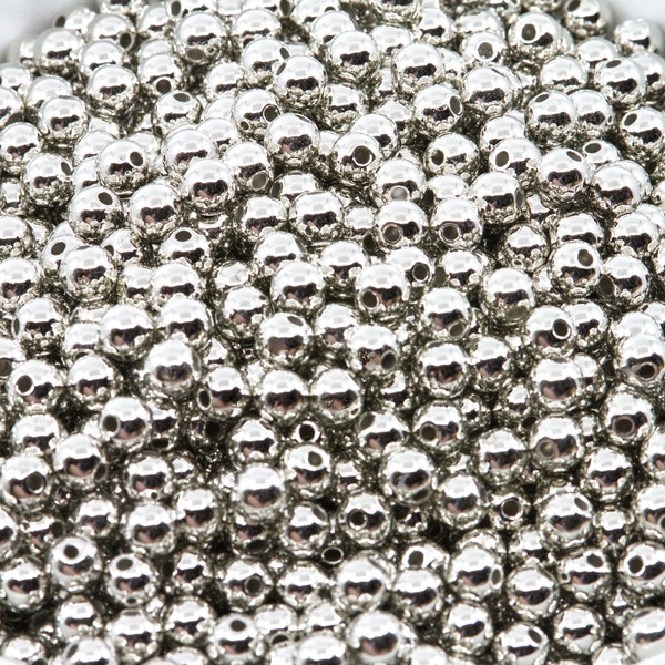 Spacer Beads Shiny Silver 6mm....Lot of 100...Round...