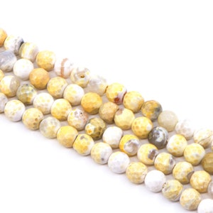 Yellow and White Multi-Color Faceted Agate Beads...6mm...Natural Stone Beads...Agate Beads...