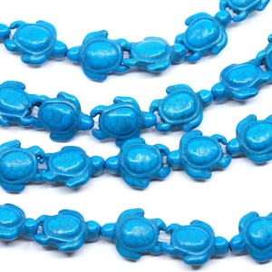 Marine Blue Turtle Howlite Turquoise Dyed Beads...15x18mm...Full Strand 15 inch...Turtle Beads...