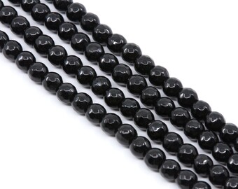 Black Faceted Dyed Jade Beads Size 6mm...Full Strand...Black Beads....Jade...