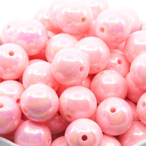 20mm Bubblegum Beads - Light Pink AB Iridescent - Chunky Acrylic Beads