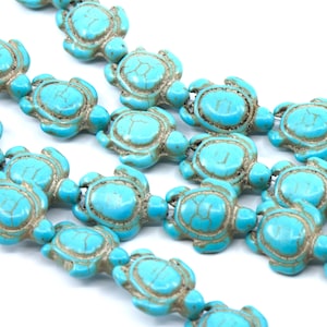 Blue Turtle Howlite Turquoise Dyed Beads...15x18mm...Full Strand 15 inch...Turtle Beads...