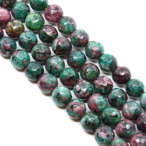 Green & Pink Dyed Jade Beads Size 8mm...Full Strand...Green Beads....Jade...