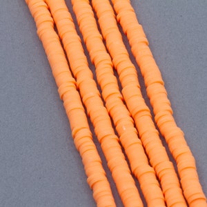 Light Orange 5mm Polymer Clay Flat Disc Heishi Beads - African Vinyl Beads - Full Strand - Approx. 390 Beads
