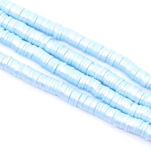 Polymer Clay Heishi Disc Beads - Baby Blue Shimmer - 6mm - Vinyl Heishi Beads - Full Strand - Approx. 375 Beads