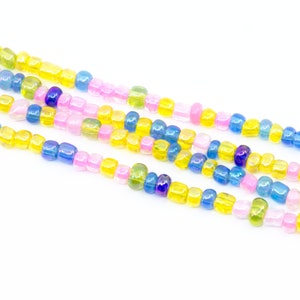 Iridescent Springtime Mix Lampwork Glass Spacer Beads - 4mm - Full Strand