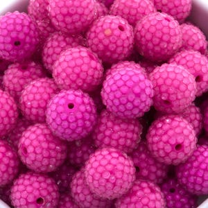 20mm Bubblegum Beads - Rhinestone Pink Raspberry - Chunky Acrylic Beads