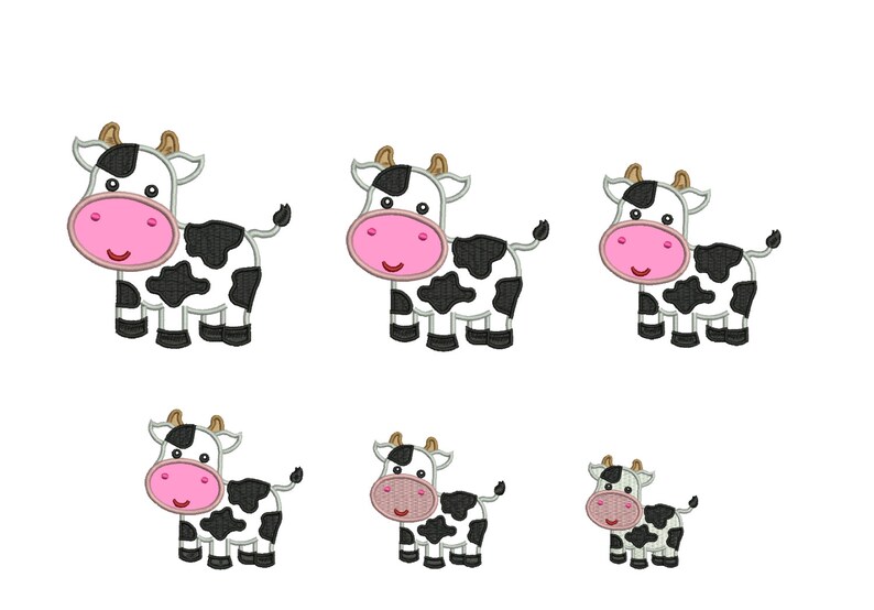 Cow Embroidery Designs Aplique Little Cow Design Embroidery Etsy