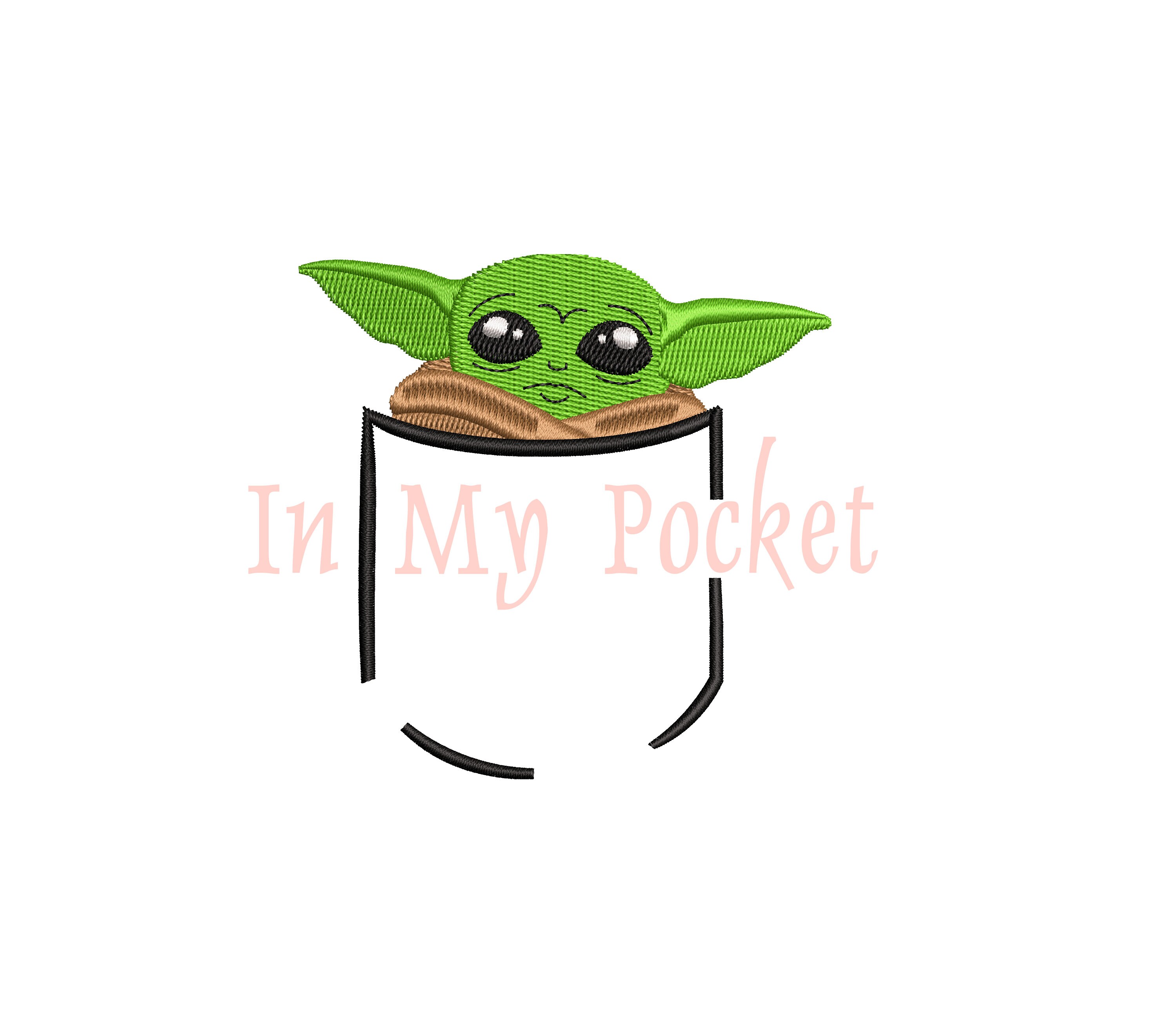 Baby yoda embroidery design pocket simulation  etsy