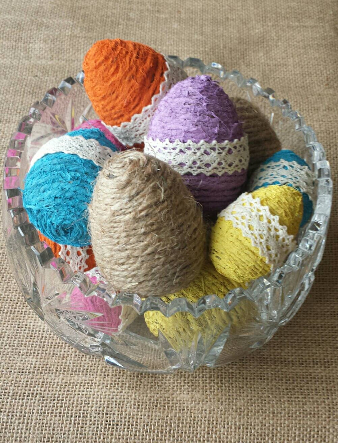 Twine Wrapped Easter Eggs Easter Egg Bowl Filler Easter Etsy