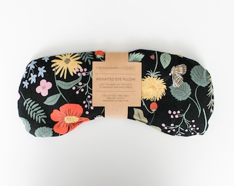 Floral Weighted Eye Pillow, Cotton Linen, Hot Cold Therapy
