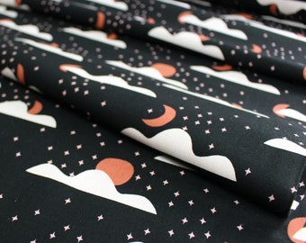 Organic Cotton Canvas Fabric: Moonrise Cloud 9 Print