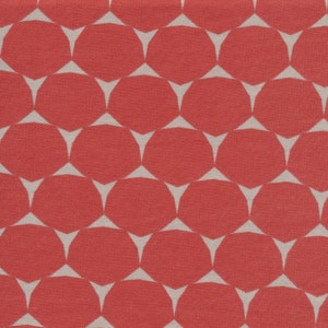 Organic Cotton French Terry Knit Fabric, Red Dot Decagon Print, Athleisure Apparel