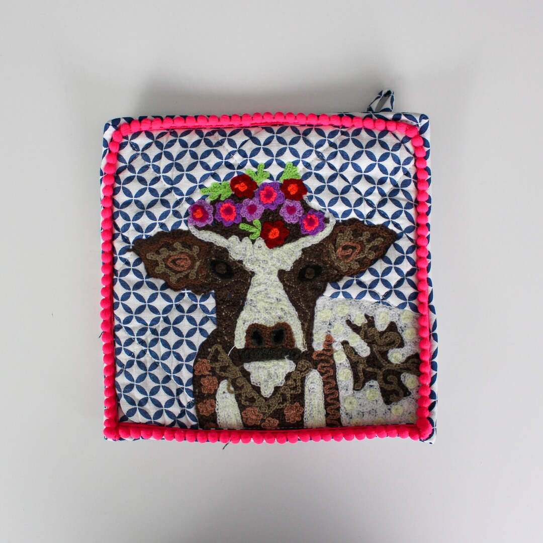 Boho Modern Farmhouse Cow Pot Holder Ethnicinspired Etsy
