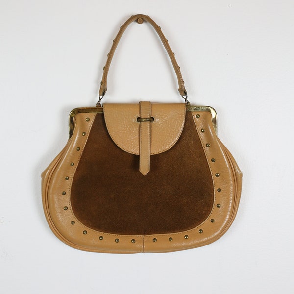 60s ROGER VAN S tan leather purse vintage suede
