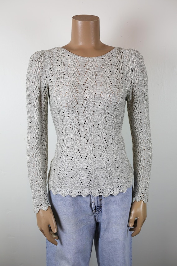 45R☆シルクウールツイードガンジーSWEATER/アイボリー♪ ビショップの冬の定番〈Le Tricoteur〉より、絶妙なコントラスト