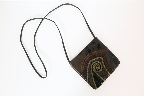 80s SHARIF LEATHER CROSSBODY purse snakeskin - image 1