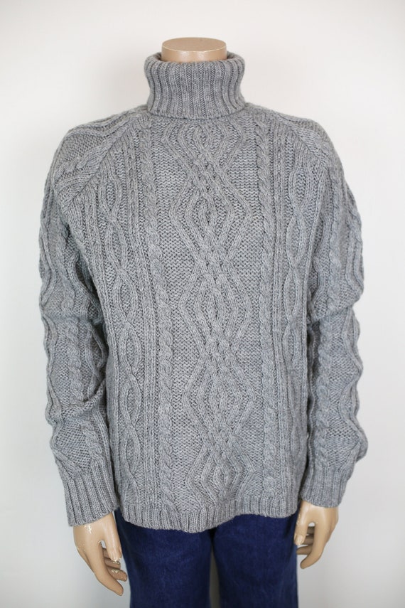 90s PAUL JAMES CHUNKY gray chunky turtle neck cabl