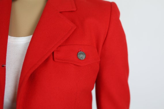 80s PENDELTON RED JACKET petite wool red holiday … - image 3