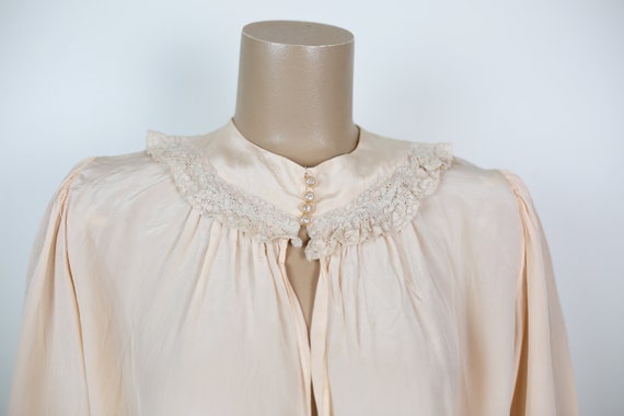 40s SILK BED JACKET peach pastel lingerie romantic - image 2