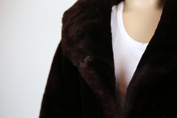 Vintage 50s MOUTON FUR COAT dark chocolate brown … - image 7