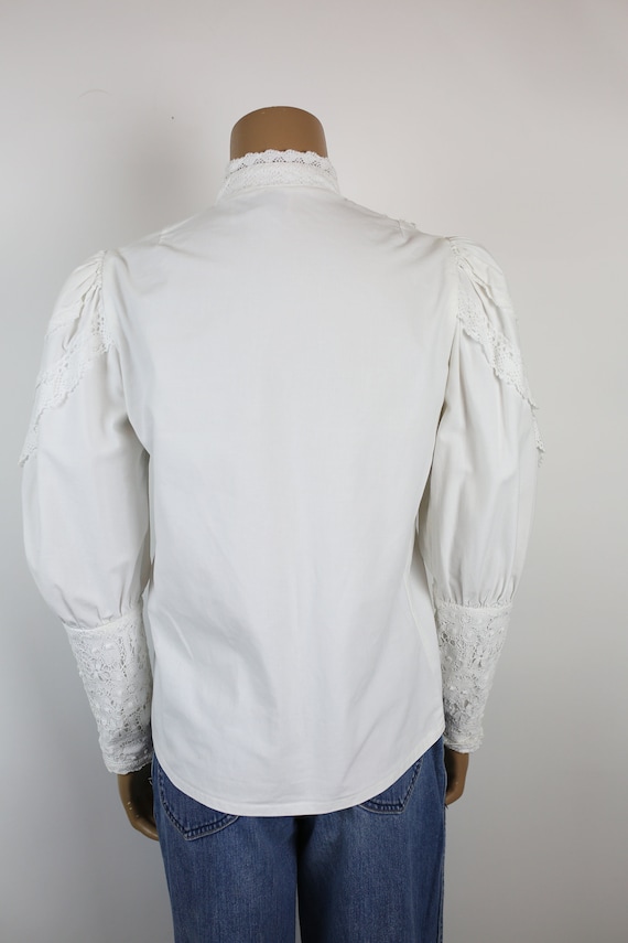 80s RECOLLECTIONS PRAIRIE BLOUSE white cotton wes… - image 6