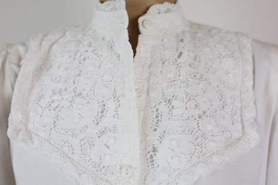 80s RECOLLECTIONS PRAIRIE BLOUSE white cotton wes… - image 4