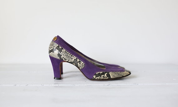 60s PURPLE SUEDE SNAKESKIN white & black snakeskin