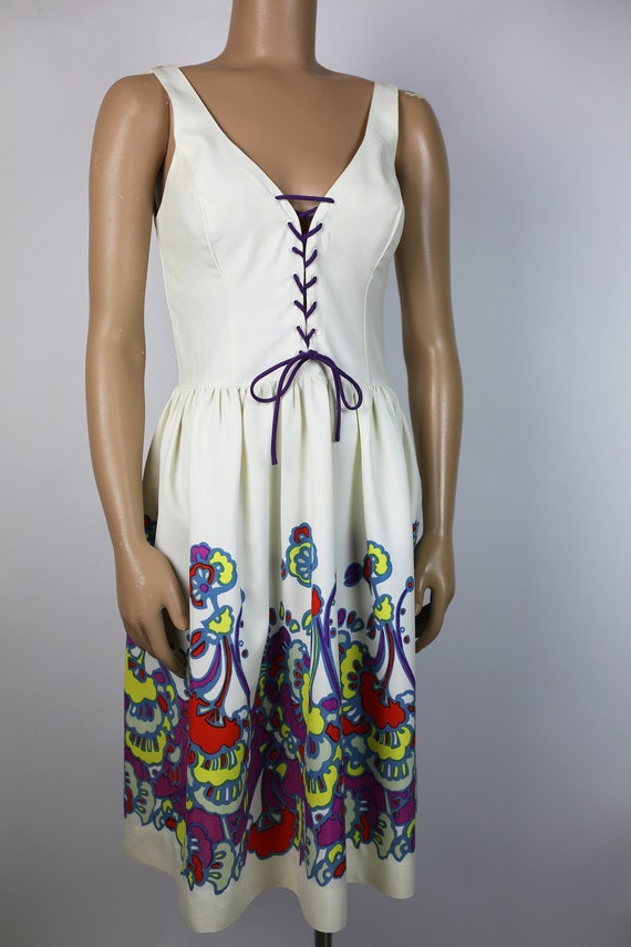 60s COLE of CALIFORNIA DRESS swim dress lace up bo