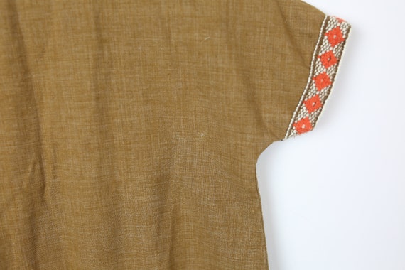 70s YOUTH BOHO DRESS  maxi brown cotton fringe so… - image 7