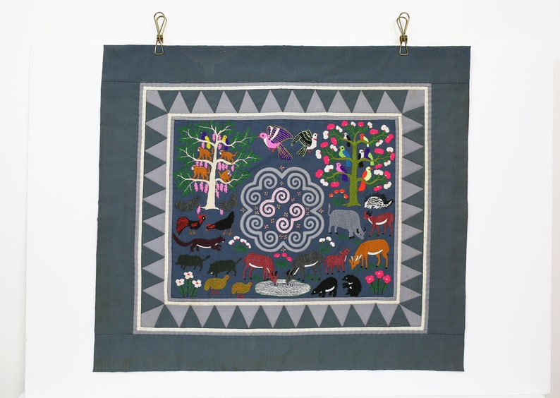 VINTAGE FOLK ART Wall Hanging Folk Art Tapestry Quilt Style Etsy