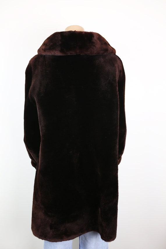 Vintage 50s MOUTON FUR COAT dark chocolate brown … - image 5