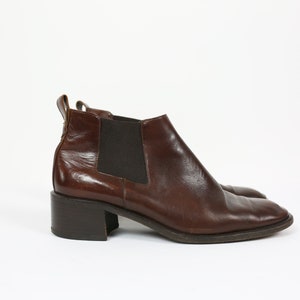 90s COLE HAAN BOOTS Chelsea leather size 8 dark brown chunky block heel vintage
