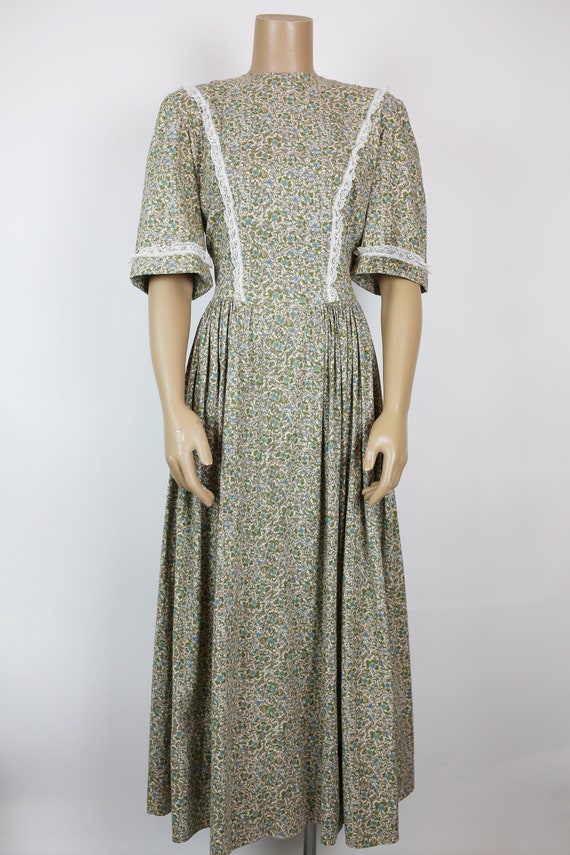 70s CALICO PRAIRIE DRESS handmade cotton size smal