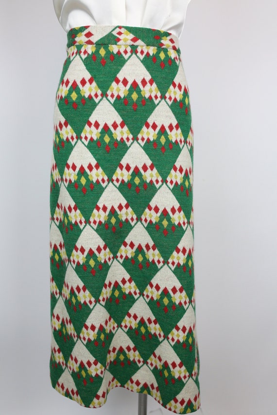 60s MCM DIAMOND SKIRT  diamond print wool knit hol