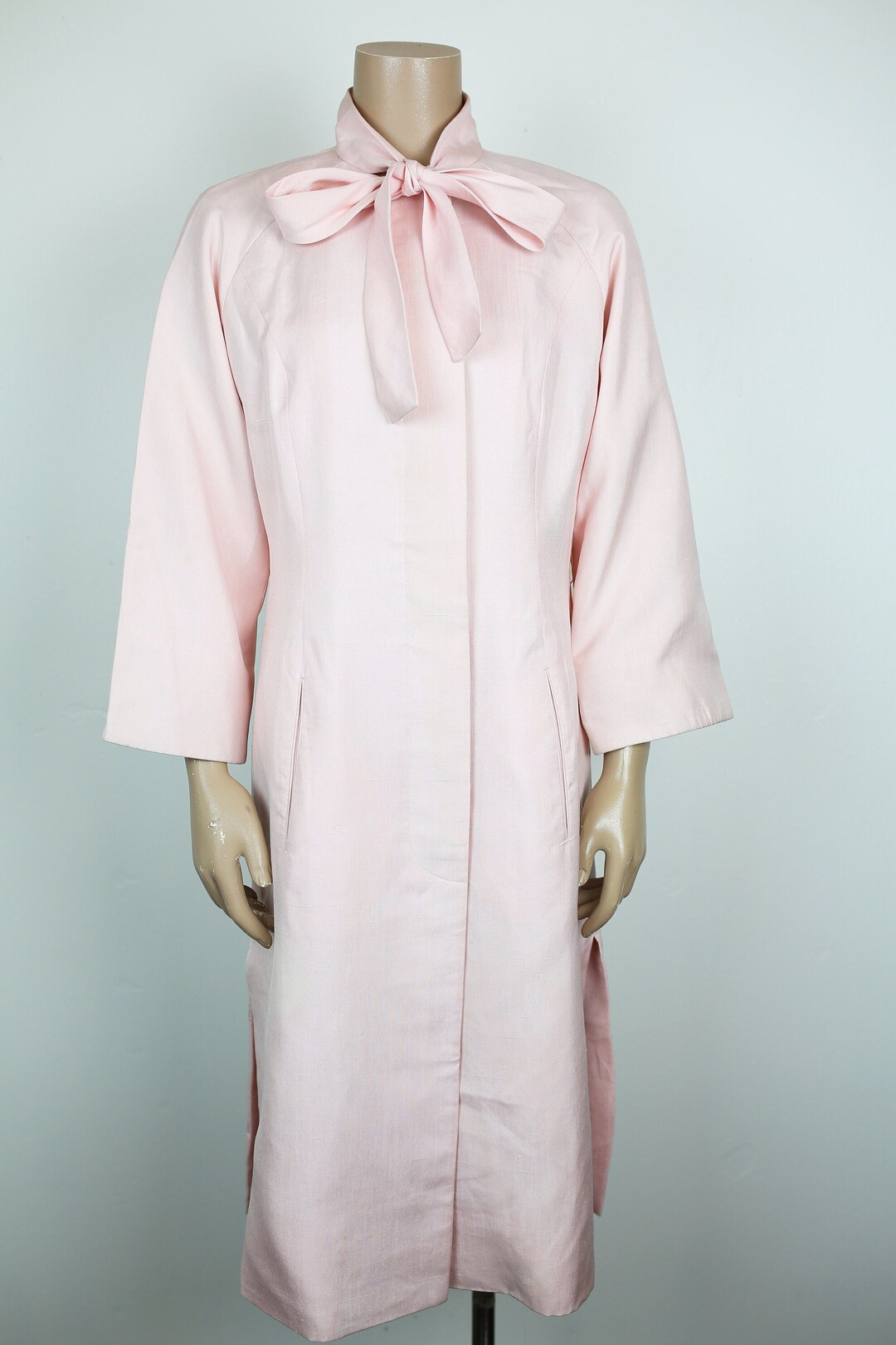 Vintage 1960s Raspberry Pink Silk Maxi Coat