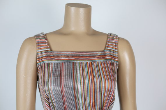 70s STRIPED DRESS / JUMPER with back tie waistban… - image 2