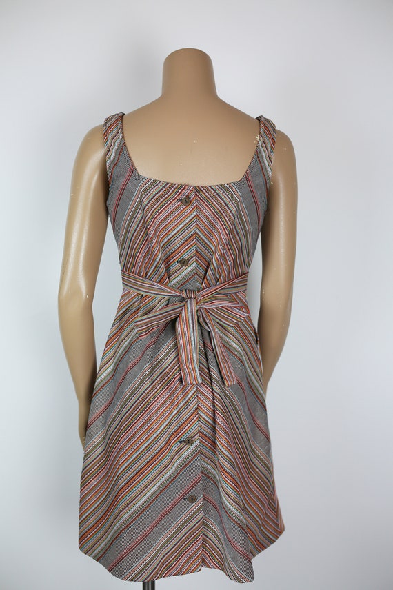 70s STRIPED DRESS / JUMPER with back tie waistban… - image 5