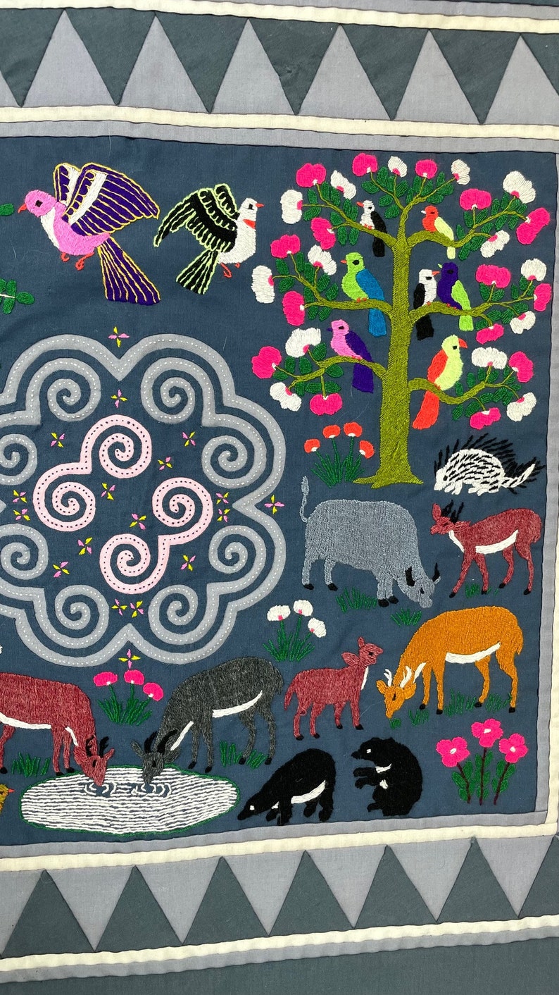 VINTAGE FOLK ART Wall Hanging Folk Art Tapestry Quilt Style Etsy