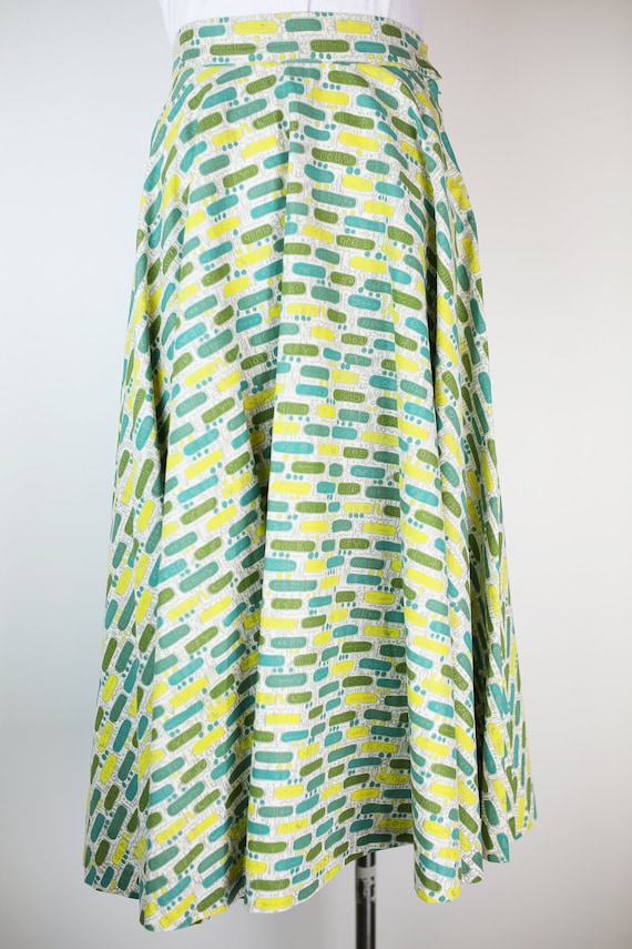 50s CIRCLE SKIRT abstract print cotton xs vintage