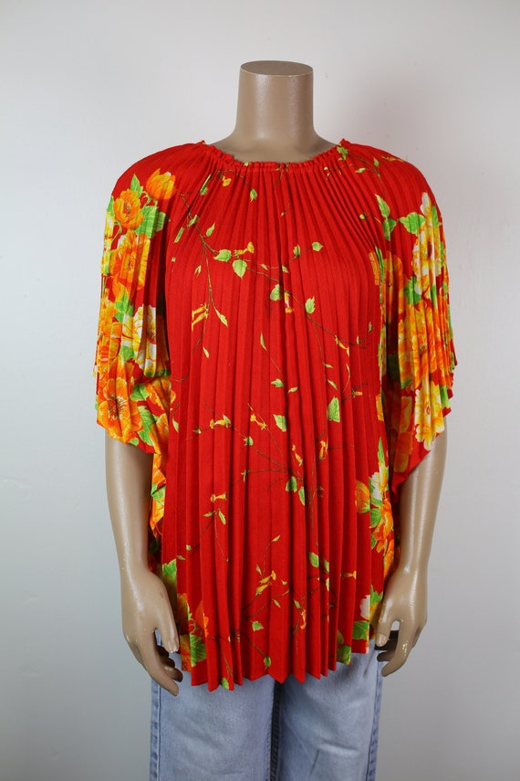 Vintage 60s 70s GREENECASTLE PLEATED Poncho TOP ac