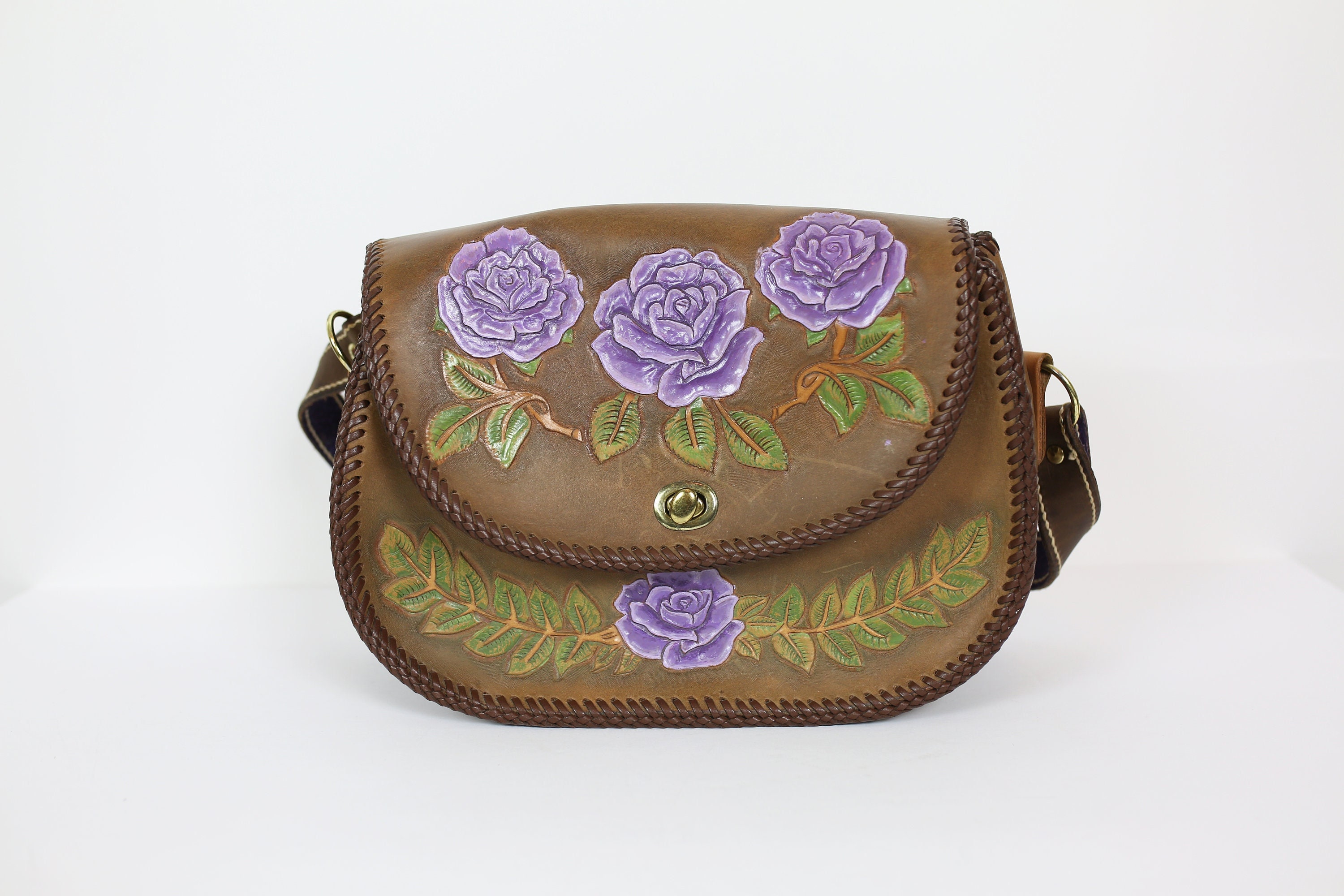 Mexican Leather Envelope Crossbody Bag Large- Hand Tooled