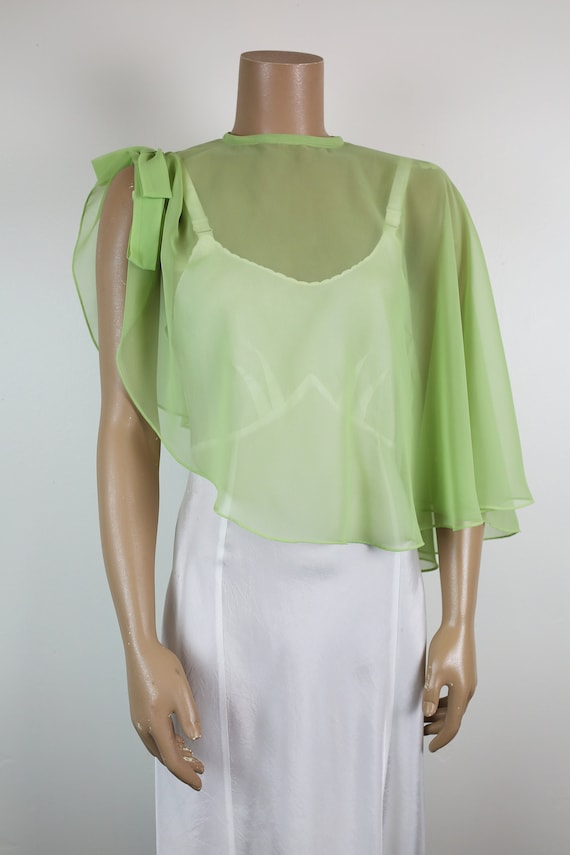 60s GREEN SHEER SHAWL pastel green lime green vint