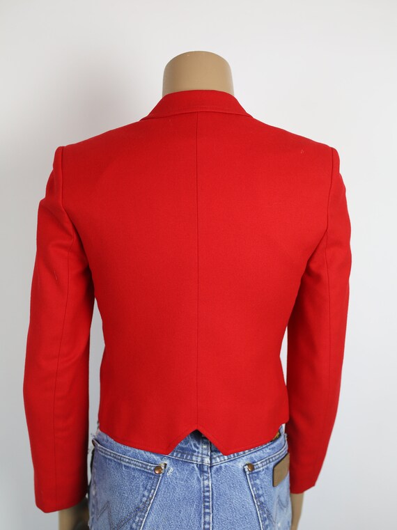80s PENDELTON RED JACKET petite wool red holiday … - image 4