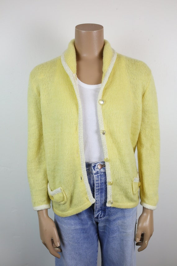 60s BLAIRMOOR YELLOW CARDIGAN wool size small - image 2