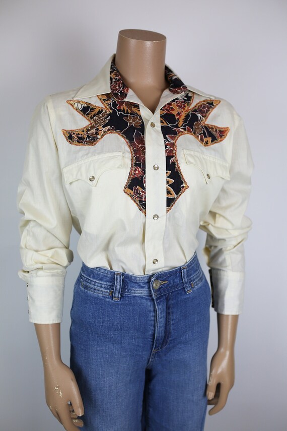 70s KENNY ROGERS SHIRT by Karman patchwork western