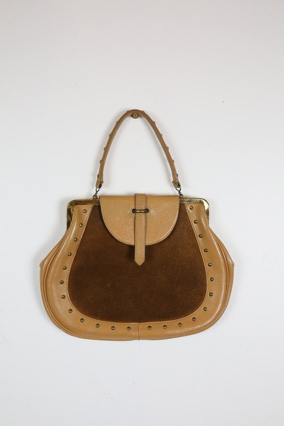 60s ROGER VAN S tan leather purse vintage suede