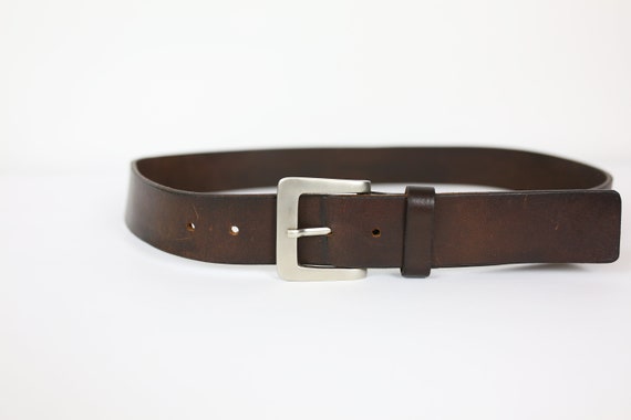 Y2K ITALIAN LEATHER BELT  brown size large silver… - image 2