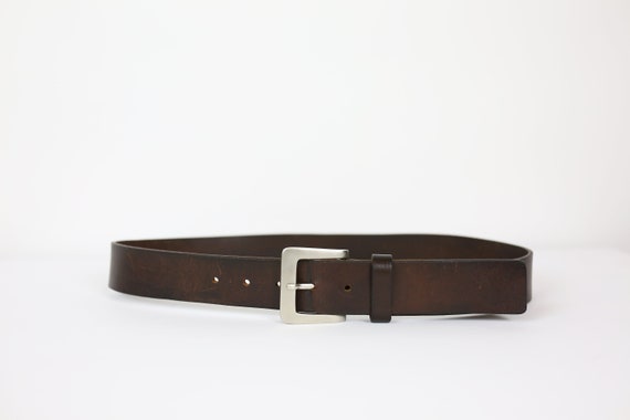 Y2K ITALIAN LEATHER BELT  brown size large silver… - image 1